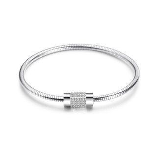 Fashion Simple Geometric Cylindrical Cubic Zirconia Titanium Titanium Bangle Golden - One Size