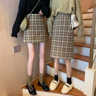 Plaid Mini A-line Skirt / Midi Pencil Skirt / Sweater