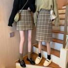 Plaid Mini A-line Skirt / Midi Pencil Skirt / Sweater