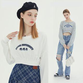Lettering Print Crop Sweatshirt