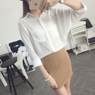 Batwing 3/4 Sleeve Chiffon Blouse
