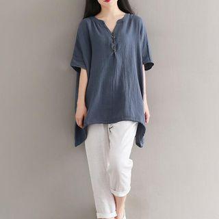 Short-sleeve V-neck Tunic