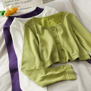 Cropped Long-sleeve Light Knit Top