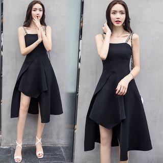 Spaghetti Strap Asymmetric Hem A-line Dress