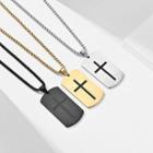 Cross Tag Pendant Stainless Steel Necklace