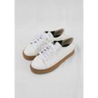 Contrast-sole Faux-leather Sneakers