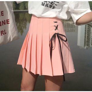Lace-up Mini Pleated Skirt