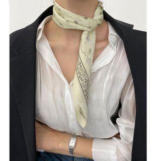 Printed Silk Scarf Green - 53x53cm - C605