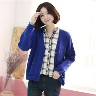 V-neck Loose-fit Colored Cardigan