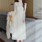 Set: Midi A-line Lace Dress + Slipdress