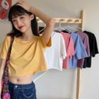 Short-sleeve Plain Round-neck T-shirt