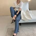 Plain Drawstring-waist Wide-leg Pants / Harem Pants