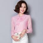 Long-sleeve Bowed Lace Top
