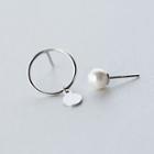 925 Sterling Silver Faux Pearl Non-matching Earrings