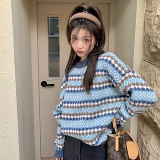 Round-neck Striped Sweater / Lace Underlay Shirt ( Various Designs )