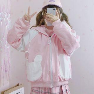 Bear Shaped Pocket Hooded Jacket