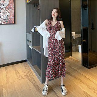 Slit-side Floral Midi Dress
