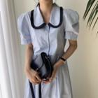 Short-sleeve Doll Collar Midi Dress
