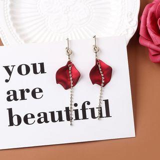 Rhinestone Petal Dangle Earring 1 Pair - As Shown In Figure - One Size