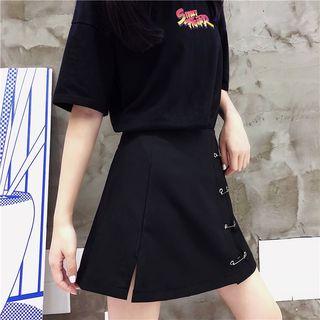 Safety Pin Detail A-line Skirt