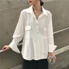 Long-sleeve Pocketed Shirt White - One Size