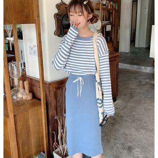Striped Sweater / Drawstring Skirt