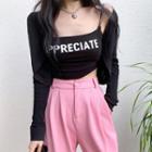 Lettering Camisole Top / Cardigan / Loose Fit Dress Pants