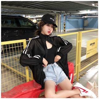 Mesh Panel Zip Jacket Black - One Size