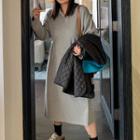 Long-sleeve Hooded Drawstring Midi Dress
