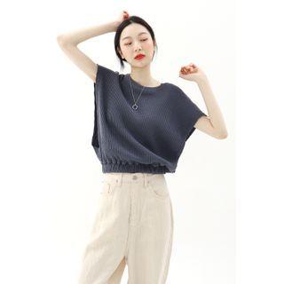 Sleeveless Open-side Waffle Top Charcoal Gray - One Size
