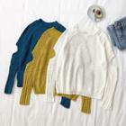 Plain Cutout Long-sleeve Sweater