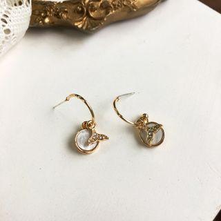 Rhinestone Mermaid Tail & Disc Dangle Earring 1 Pair - Gold - One Size
