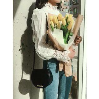 Crochet-trim Textured Lace Blouse