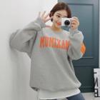 Tall Size Elbow-patch Lettered Sweatshirt