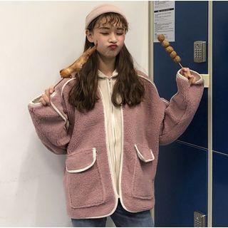 Fleece Hooded Jacket Pink - One Size