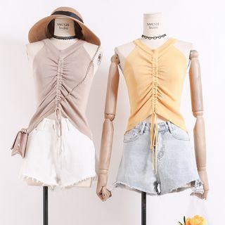Drawstring-front Cropped Halter Top
