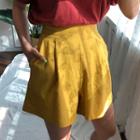 Wide-leg Linen Blend Colored Shorts