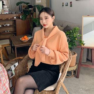 Scarf-neck Drop-shoulder Sweater