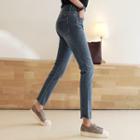 High-waist Washed Slim-fit Jeans