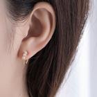 925 Sterling Silver Faux Pearl Hoop Earring 1 Pair - R401 - One Size