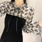 Print Long-sleeve Top / Strapless Dress