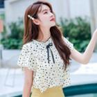 Cap-sleeve Dotted Shirt