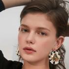 Polka Dot Alloy Hoop Dangle Earring 1 Pair - 925 Silver Stud - Gold - One Size