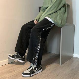 Leopard Panel Fleece-lined Sweatpants