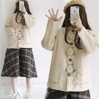 Collared Stitched Detail Button Jacket