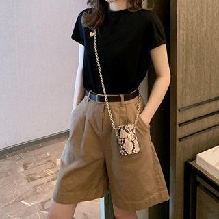 Set: Heart Print Short-sleeve T-shirt + Shorts