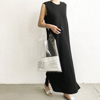 Pocket-side Maxi Tank Dress With Sash