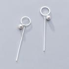 925 Sterling Silver Faux Pearl Bar Drop Earring 1 Pair - As Shown In Figure - One Size