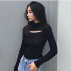 Open Front Long Sleeve Knit T-shirt