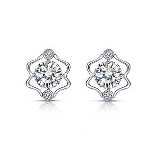 925 Sterling Silver Twelve Horoscope Gemini Stud Earrings With White Cubic Zircon